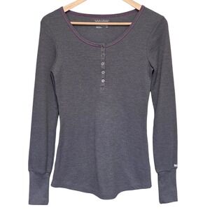 Columbia Thermal Henley Top Women Small Omni-Wick Gray Purple Base Layer Granola